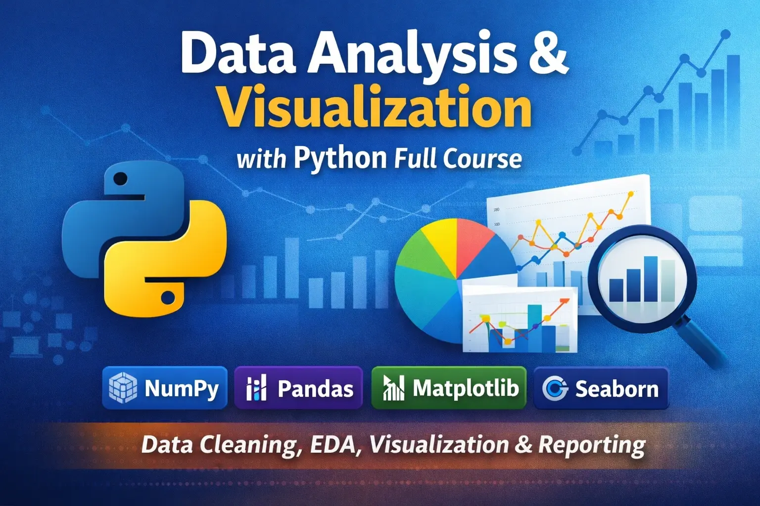Data Analysis & Visualization with Python Course | NumPy, Pandas, Matplotlib, Seaborn, Plotly & Reporting
